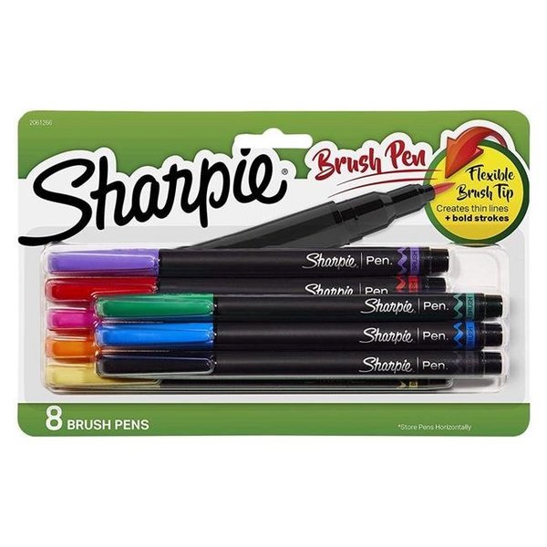 Sharpe Mfg Co Sharpie 2021536 Brush Tip Art Pens; Assorted Color - Set of 8 2021536